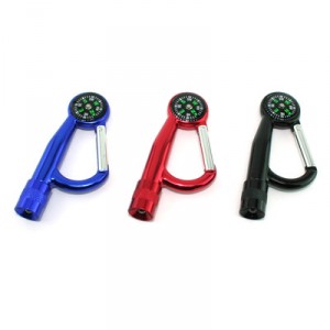 Carabiner Hook W Compass & Led Torch